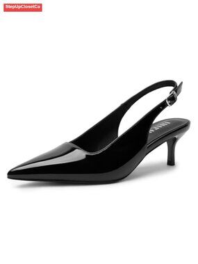 Kitten Heels Slingback Dress Shoes Low Heel Closed Toe Pointed Toe Pumps